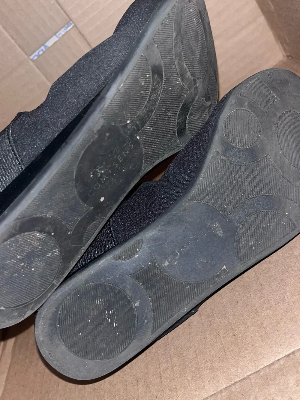 Com + Sen Theiry Ballet‎ Strappy Women’s Black Mary Jane Flats Elastic Size 8.5